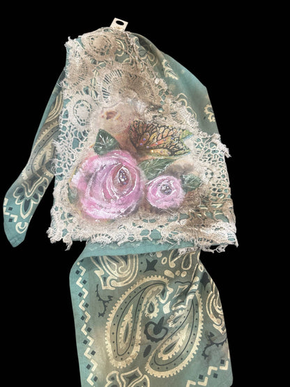 Sage Hand Painted Lace Bandana