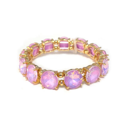 12MM Round Cut Glass Crystal Linked Stretch Bracelet