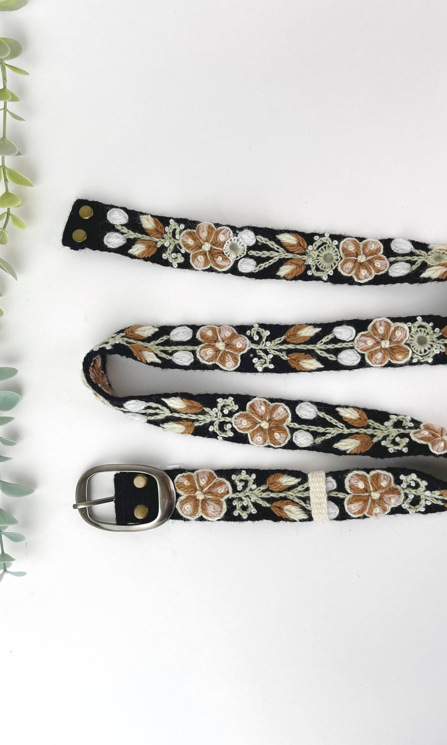 Cafecito Skinny Embroidered Belt