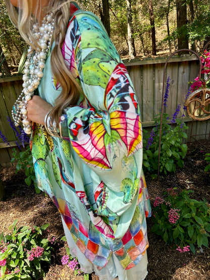Cactus Butterfly Satin Kimono
