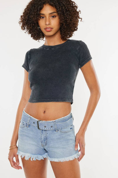 Light Wash Denim Shorts w Belt