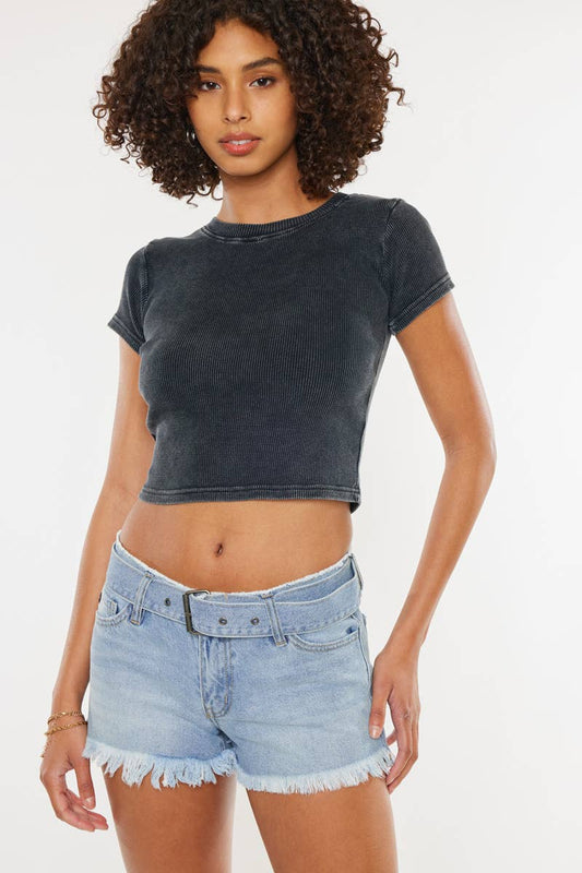 Light Wash Denim Shorts w Belt