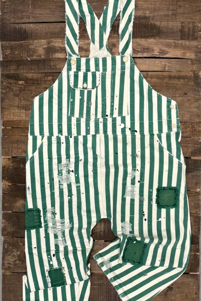 Endless Travels Striped Overalls - Vintage Emerald