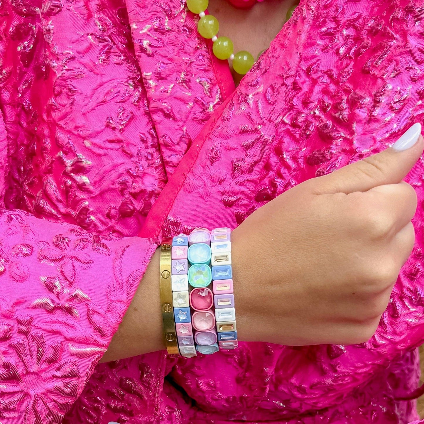 Tile Sparkle Pastel Stack Bracelet
