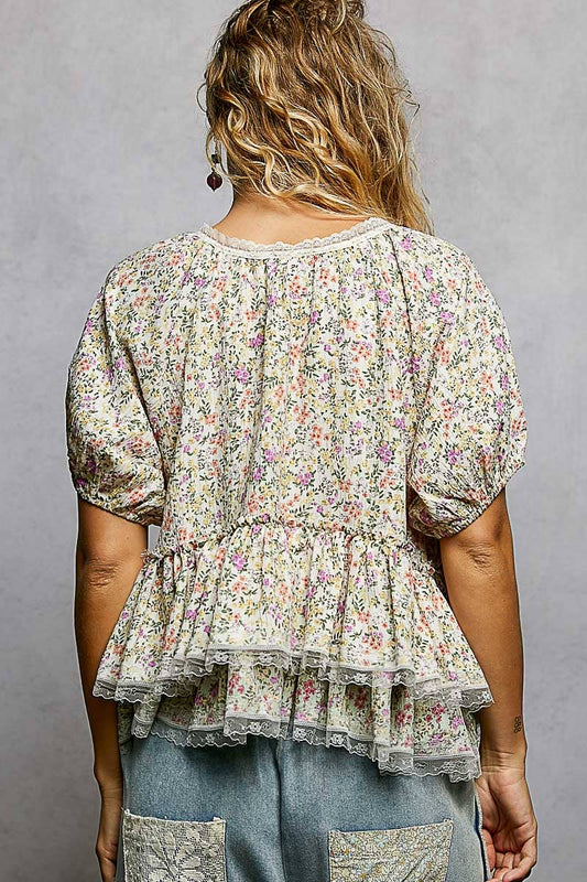 Prairie Love Ruffle Balloon Sleeve Top