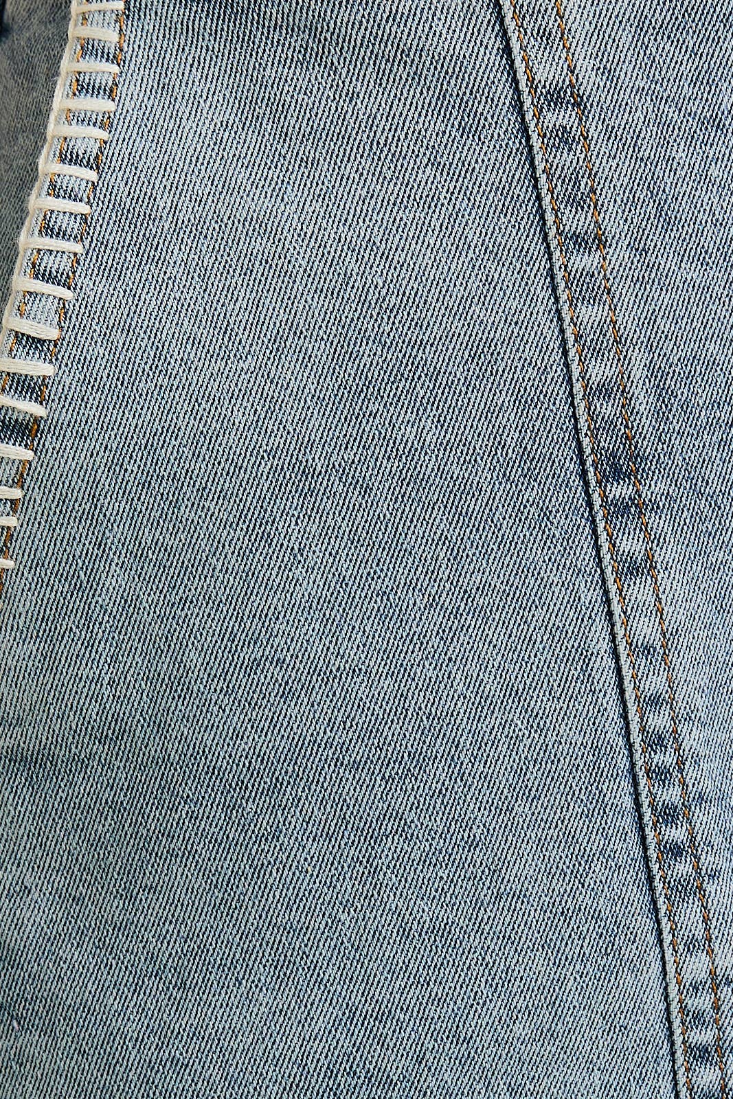DENIM TOP WITH LOW WAIST DENIM SKIRT