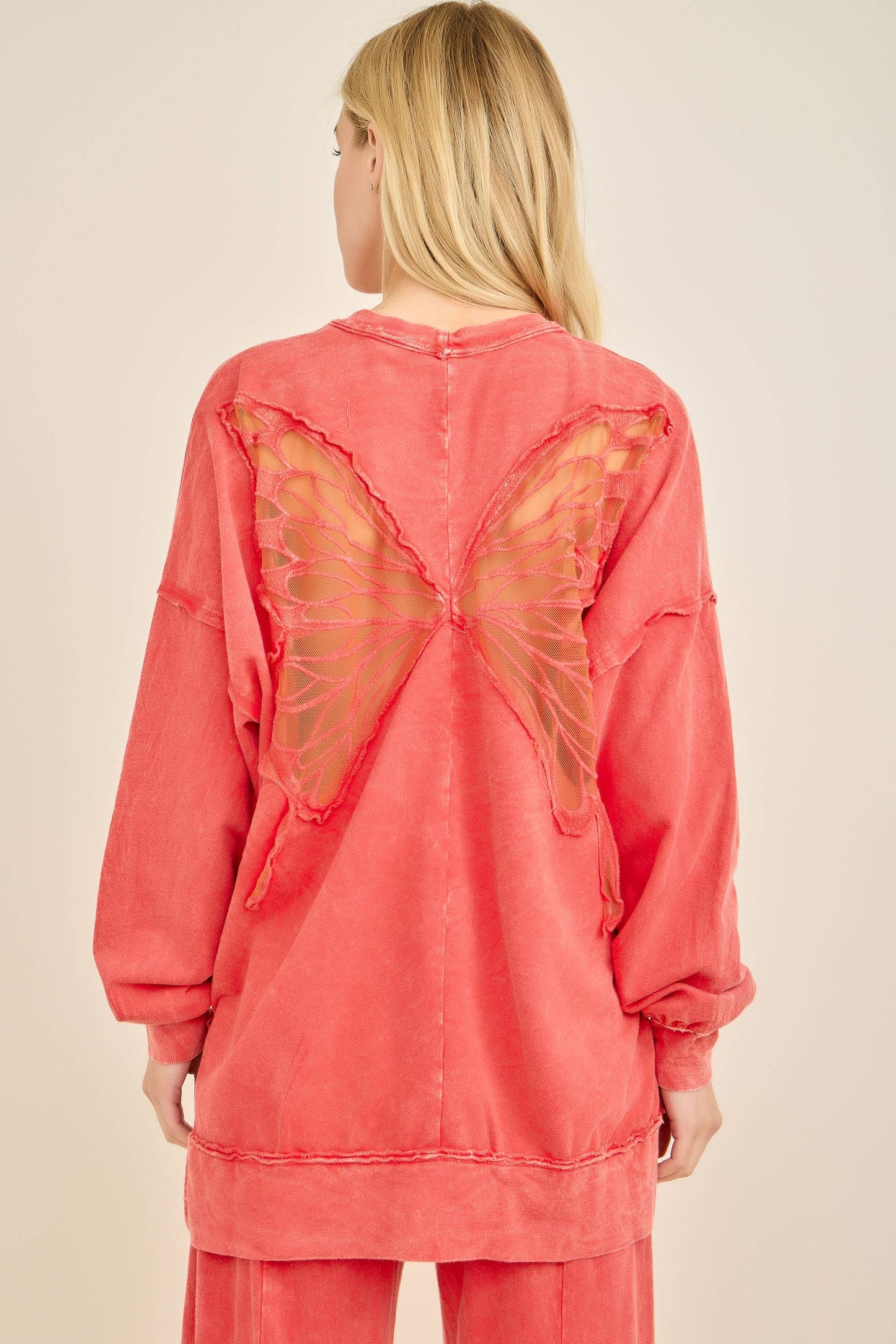 Mineral Wash Butterfly appliques Top