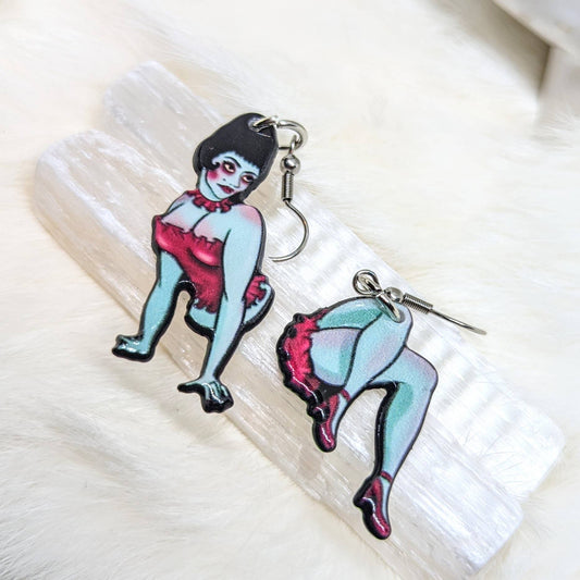 Half Woman Halloween Earrings