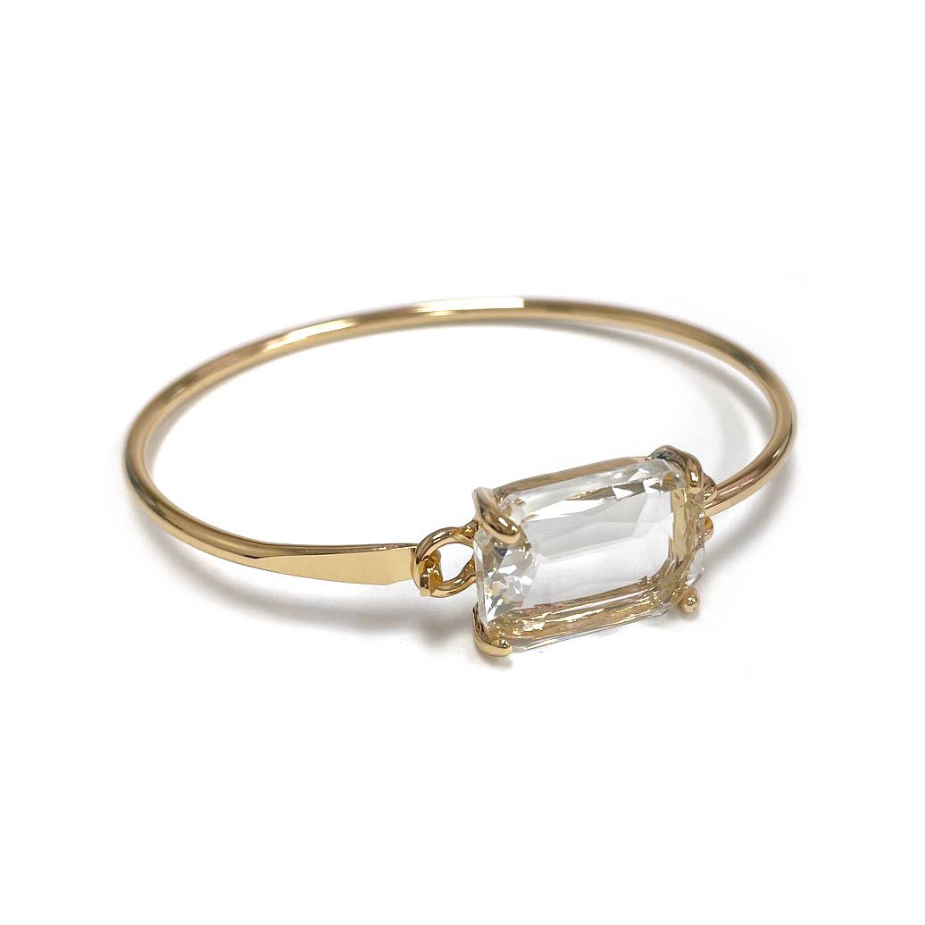 High Quality Glass Crystal Rectangle Stone Cuff Metal Bangle
