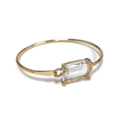 High Quality Glass Crystal Rectangle Stone Cuff Metal Bangle