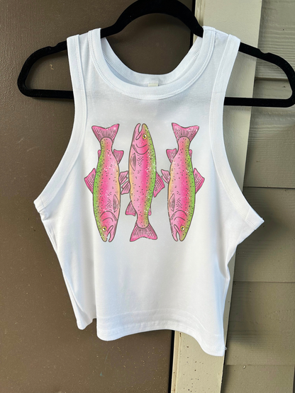 Pink Trout Cropped Tank