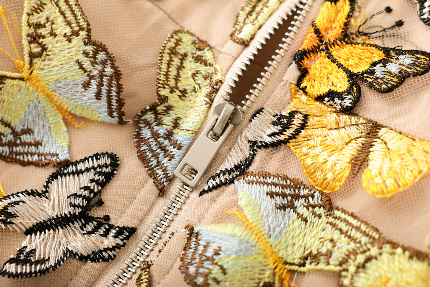 Butterfly Appliqué Strapless Embellished Mini Dress