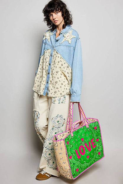LOVE Bandana Quilted Tote Bag