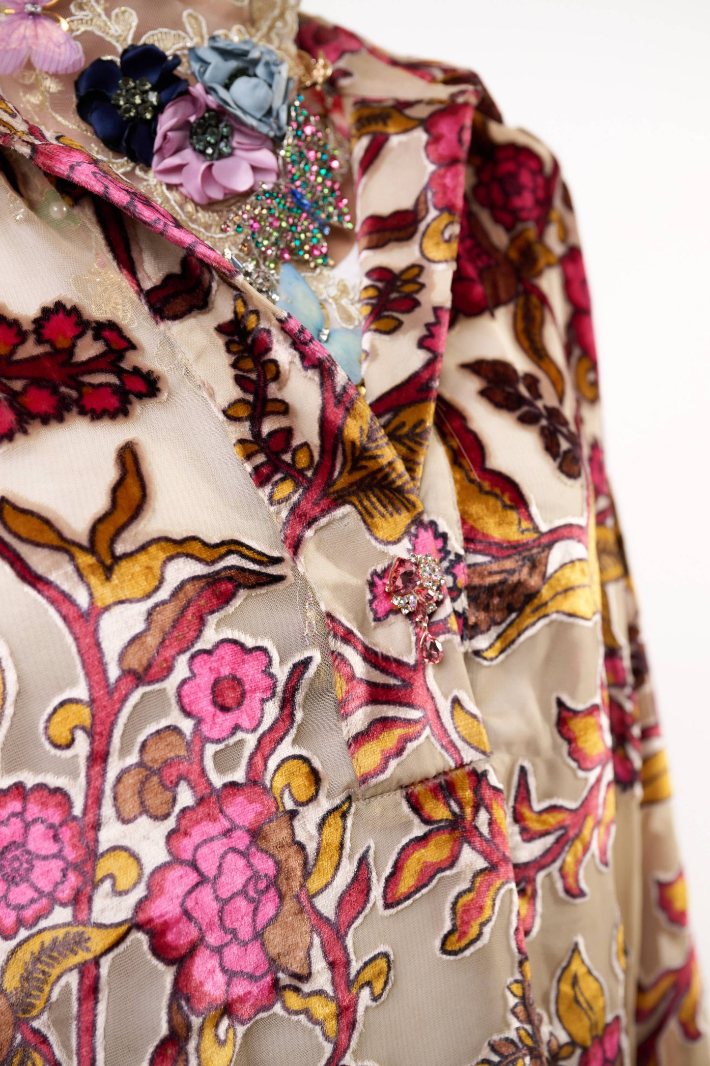 Ivory Holiday Jewels Burnout Velvet Blouse