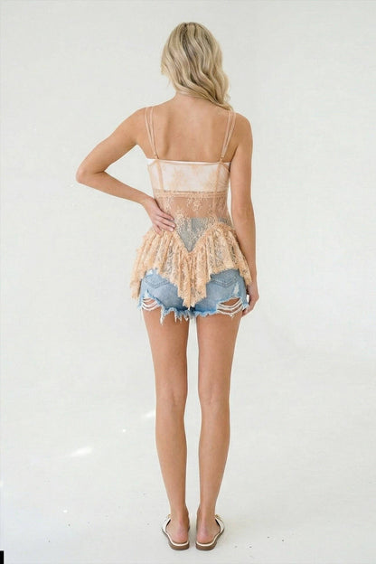 RUFFLED LACE CAMI TUNIC