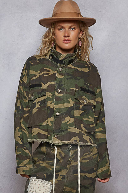 Oversized Semi-Cropped Camouflage Jacket