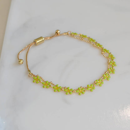 Color Epoxy Enamel Flower Adjustable Chain Bracelets