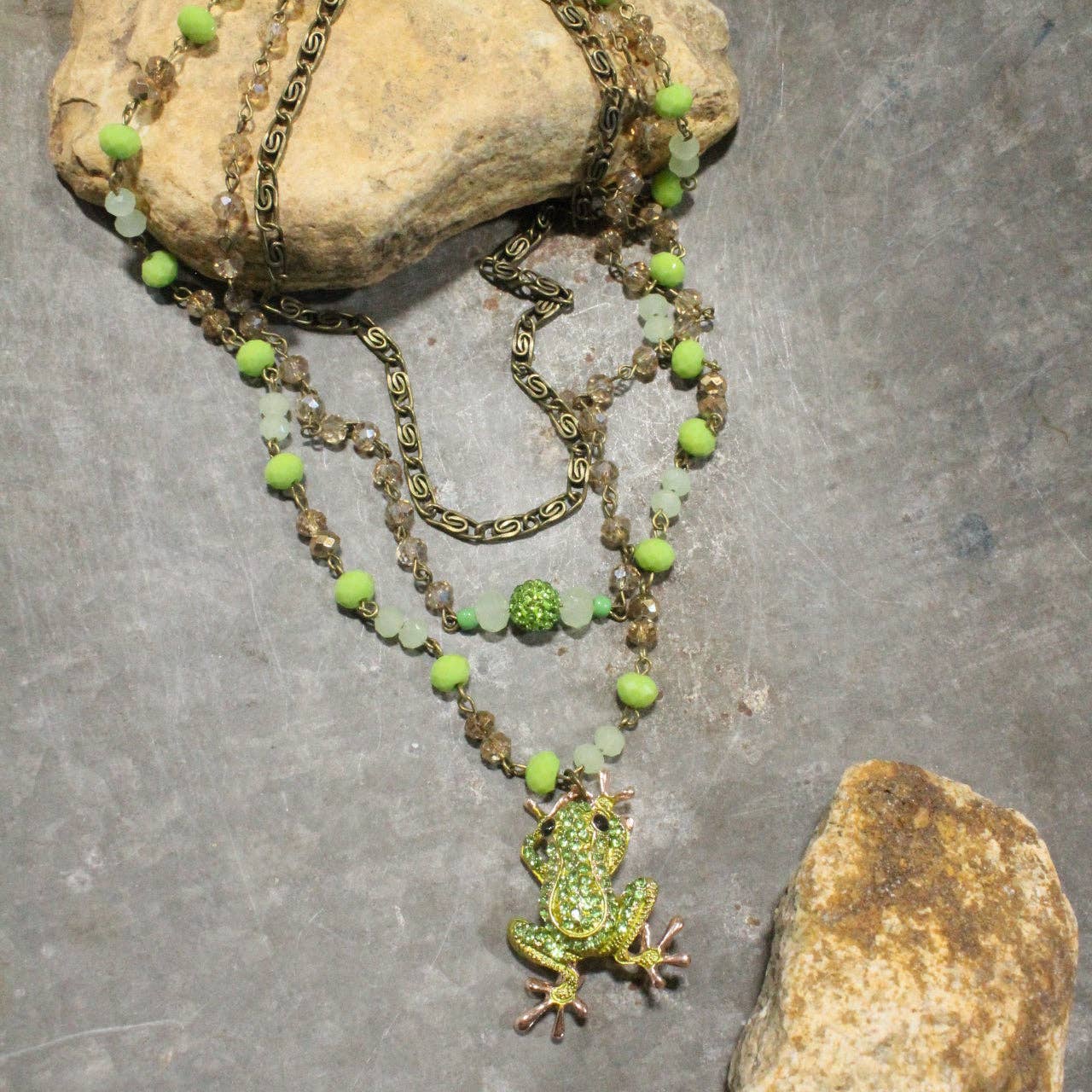 A Lily Pad Frog Layered Necklace
