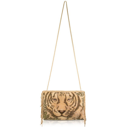 Savage Beaded Tiger Face Crossbody Bag