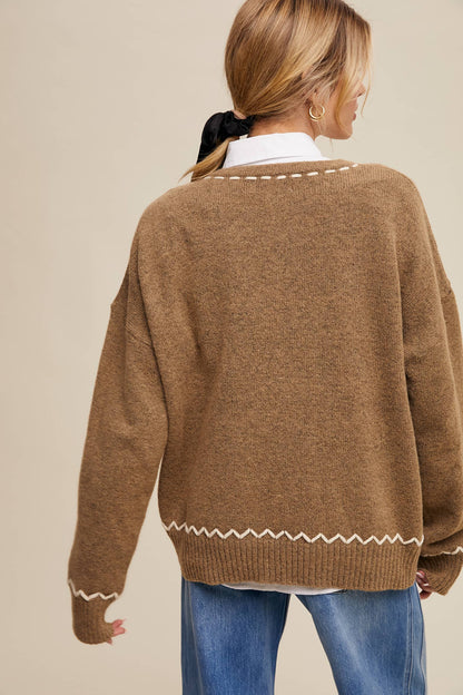 Floral Embroidered Knit Sweater