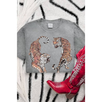 TIGERS PRINT MINERAL GRAPHIC TEE