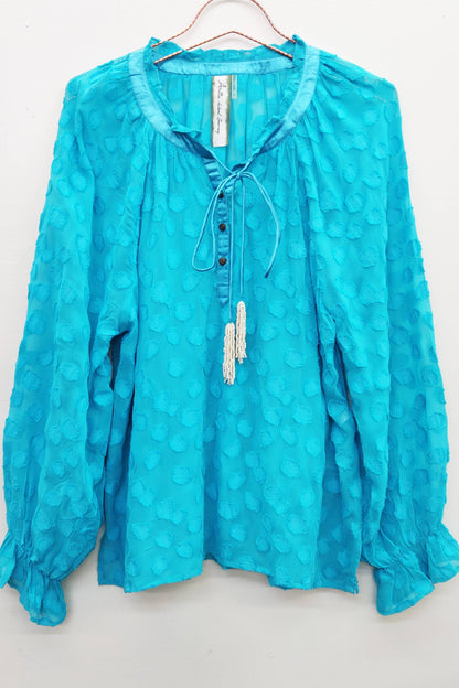 Aqua Teal Maven Blouse