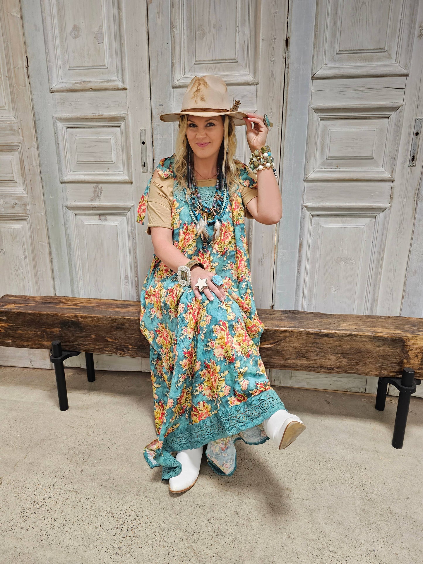 Teal Floral Dress