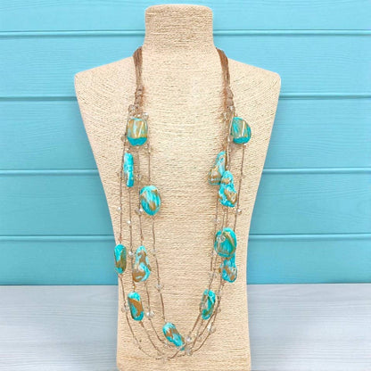Chunky Turquoise Bead Statement Necklace | Coastal Jewelry