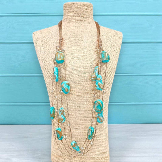 Chunky Turquoise Bead Statement Necklace | Coastal Jewelry