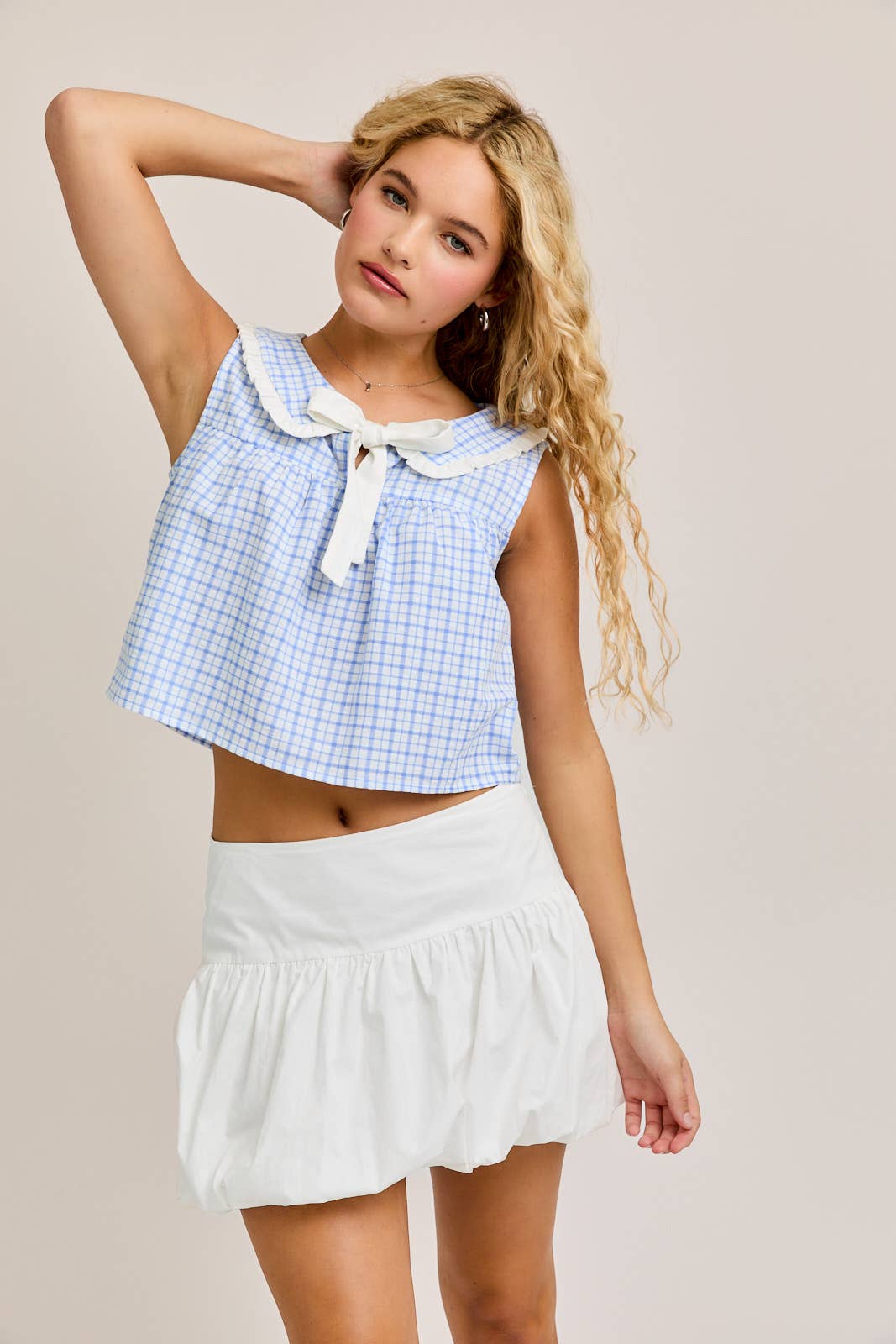 COLLAR BLOUSE RIBBON BOW TIE ON THE FRONT