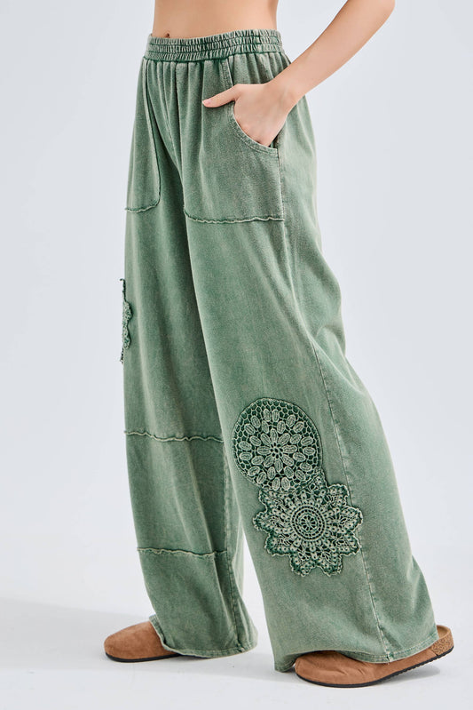MineralWashed Doily Wide Leg French Terry Lounge Pants