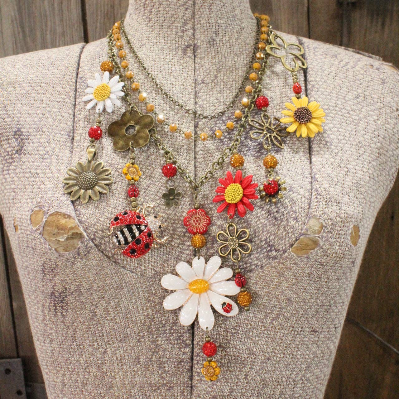 Ladybug Love Flower Charm'd Necklace