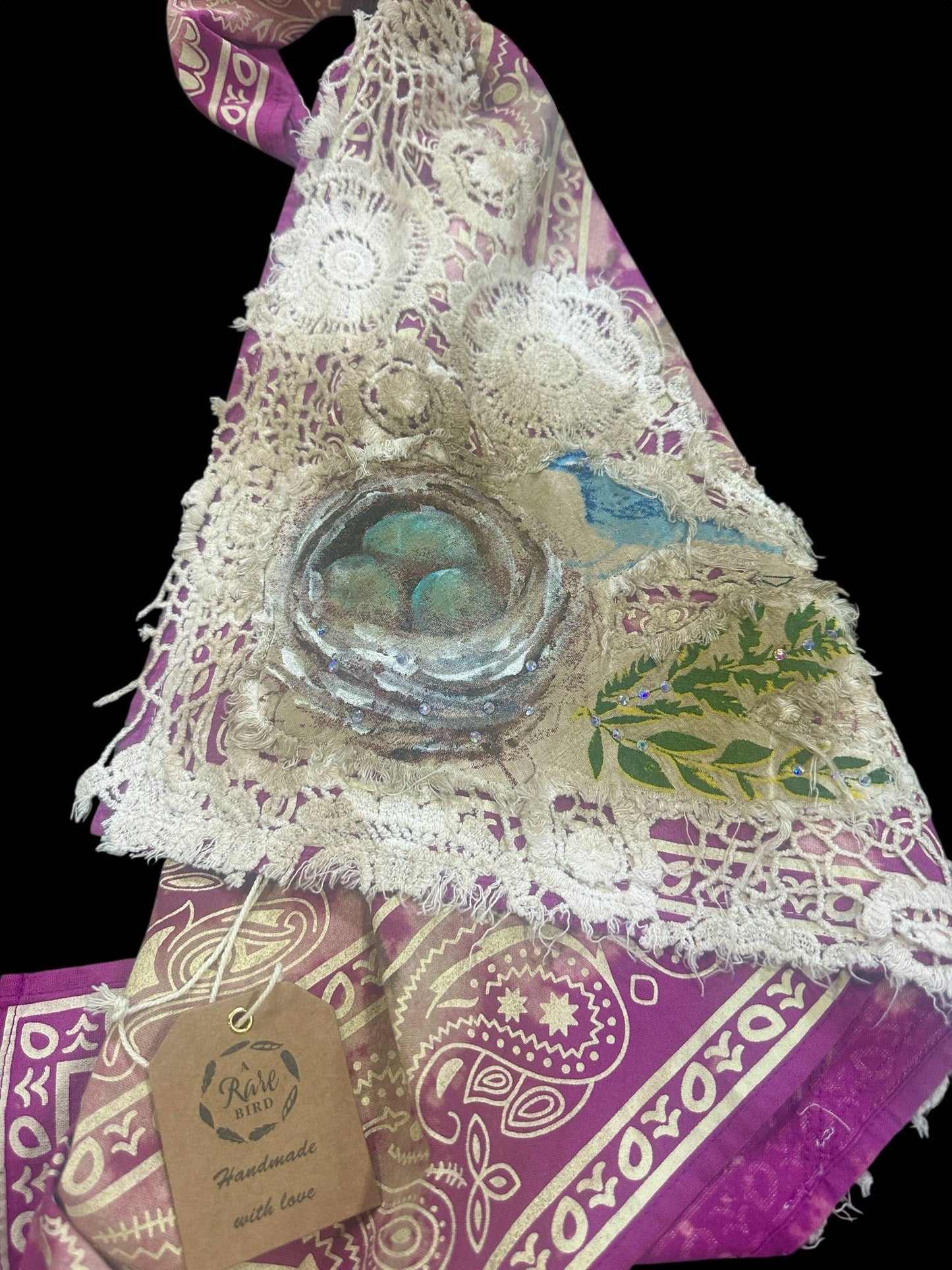 Magenta Hand Painted Nesting Bandana