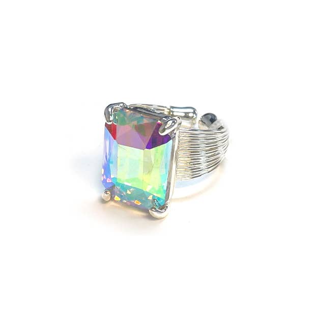 Cushion Cut Cocktail Adjustable Wire Ring