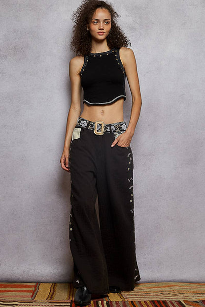 Black Floral Belt