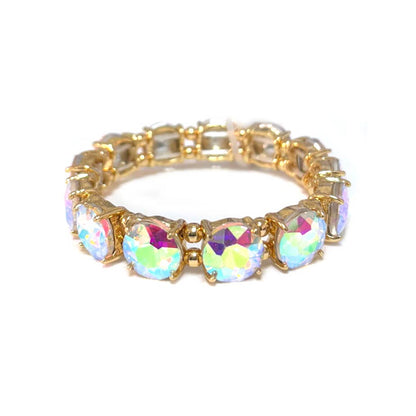 12MM Round Cut Glass Crystal Linked Stretch Bracelet
