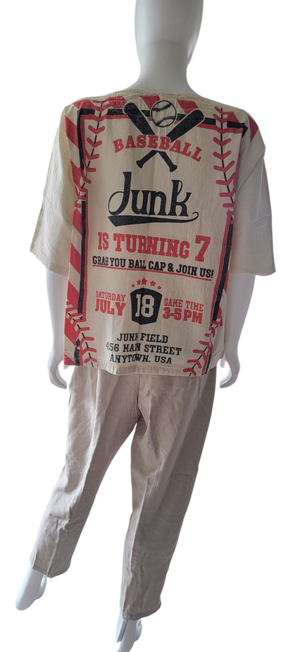 Flour Sack Vintage Print ShortSleeveTop-Baseball