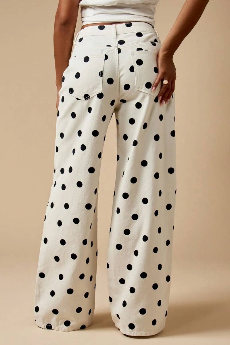 Polka Dot High Waist Wide Leg Pants