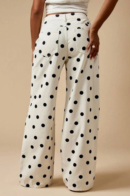 Polka Dot High Waist Wide Leg Pants
