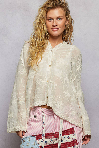 Boho Embroidered Linen Hooded Jacket