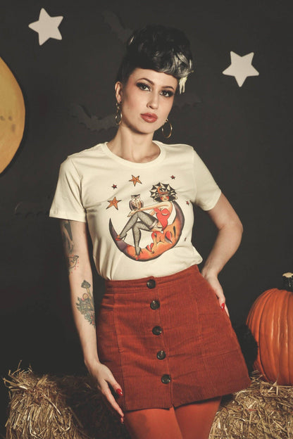 Here Comes the Night Fitted Tee in Ivory