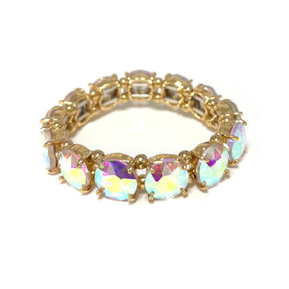 12MM Round Cut Glass Crystal Linked Stretch Bracelet