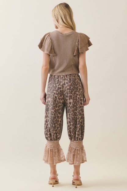 Leopard Print Lace Bloomer Pants