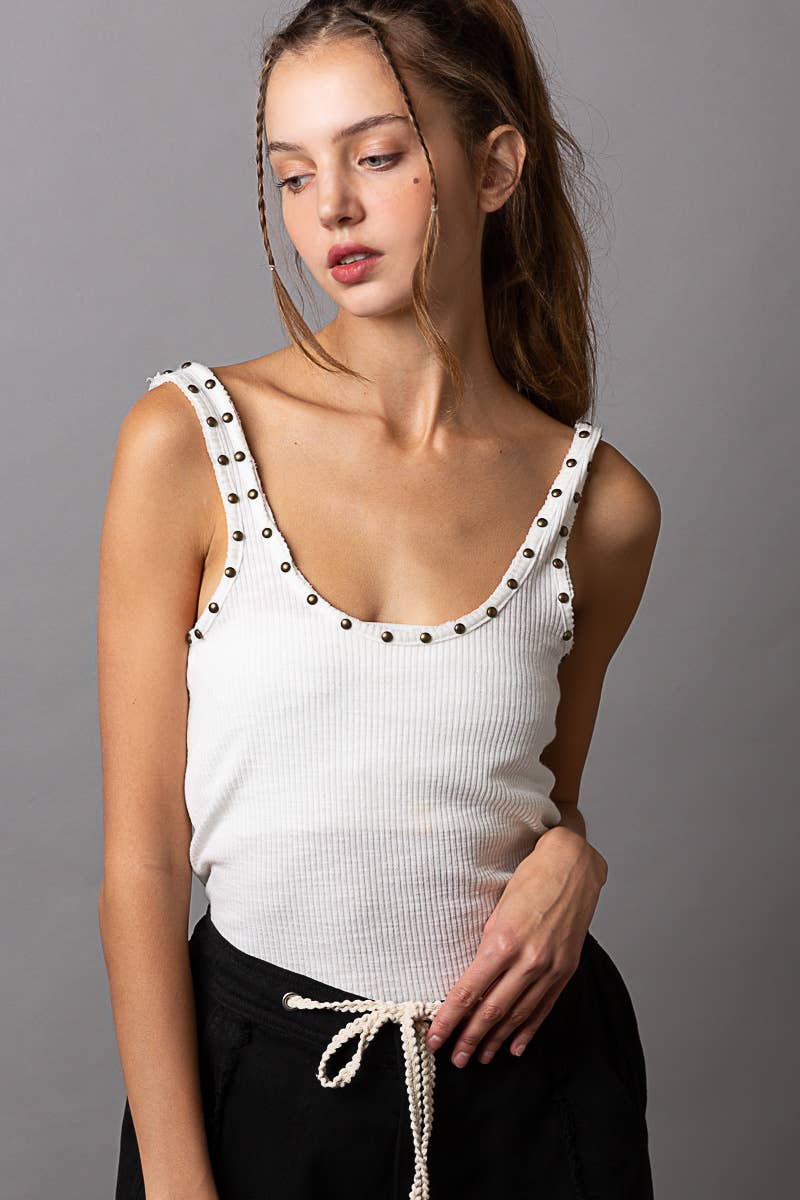 Stud Detail Scoop Neck Tank Top