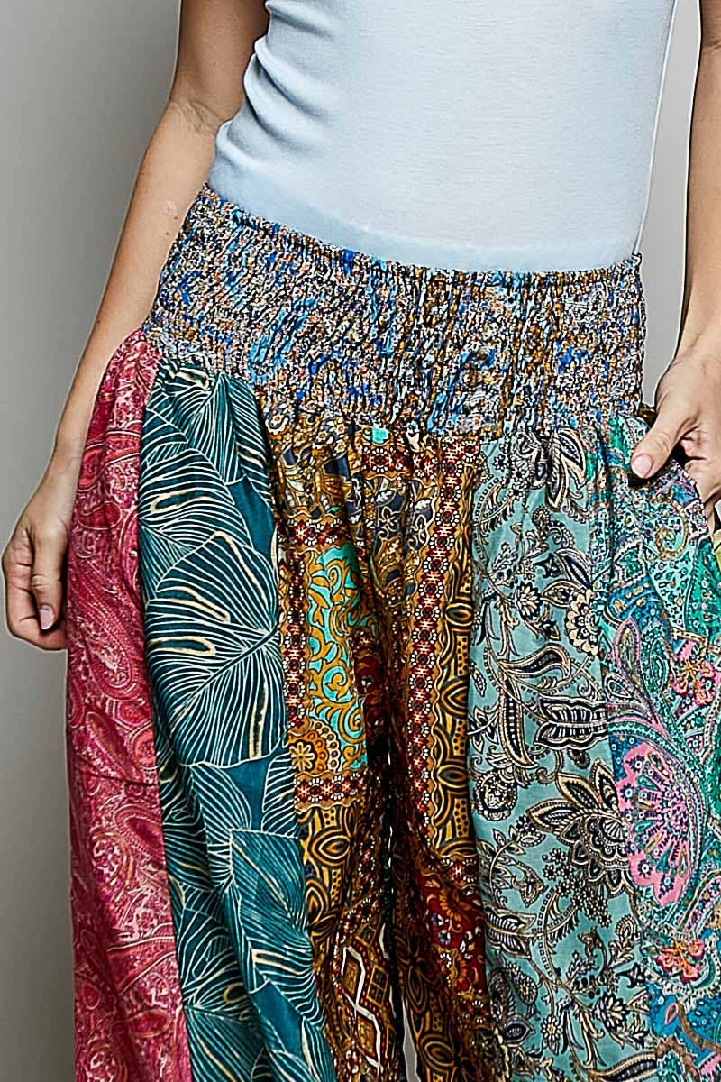 One-of-a-Kind Smocked Waist Printed Wide Leg Pants