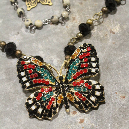 Black Butterfly Layered Necklace