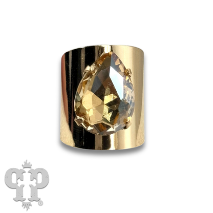Rhinestone teardrop adjustable base statement ring
