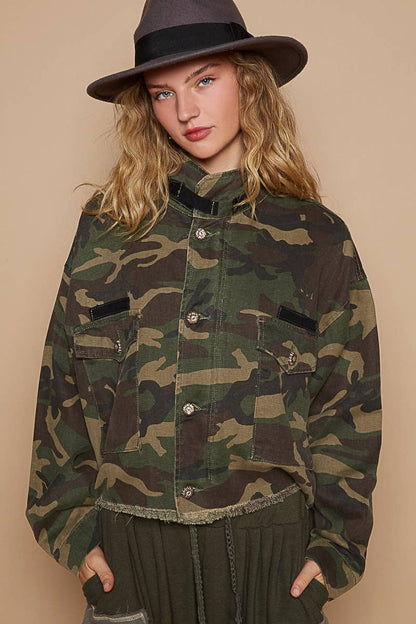 Oversized Semi-Cropped Camouflage Jacket