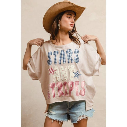 MIX AND MATCH STARS AND STRIPES PATCHWORK TOP