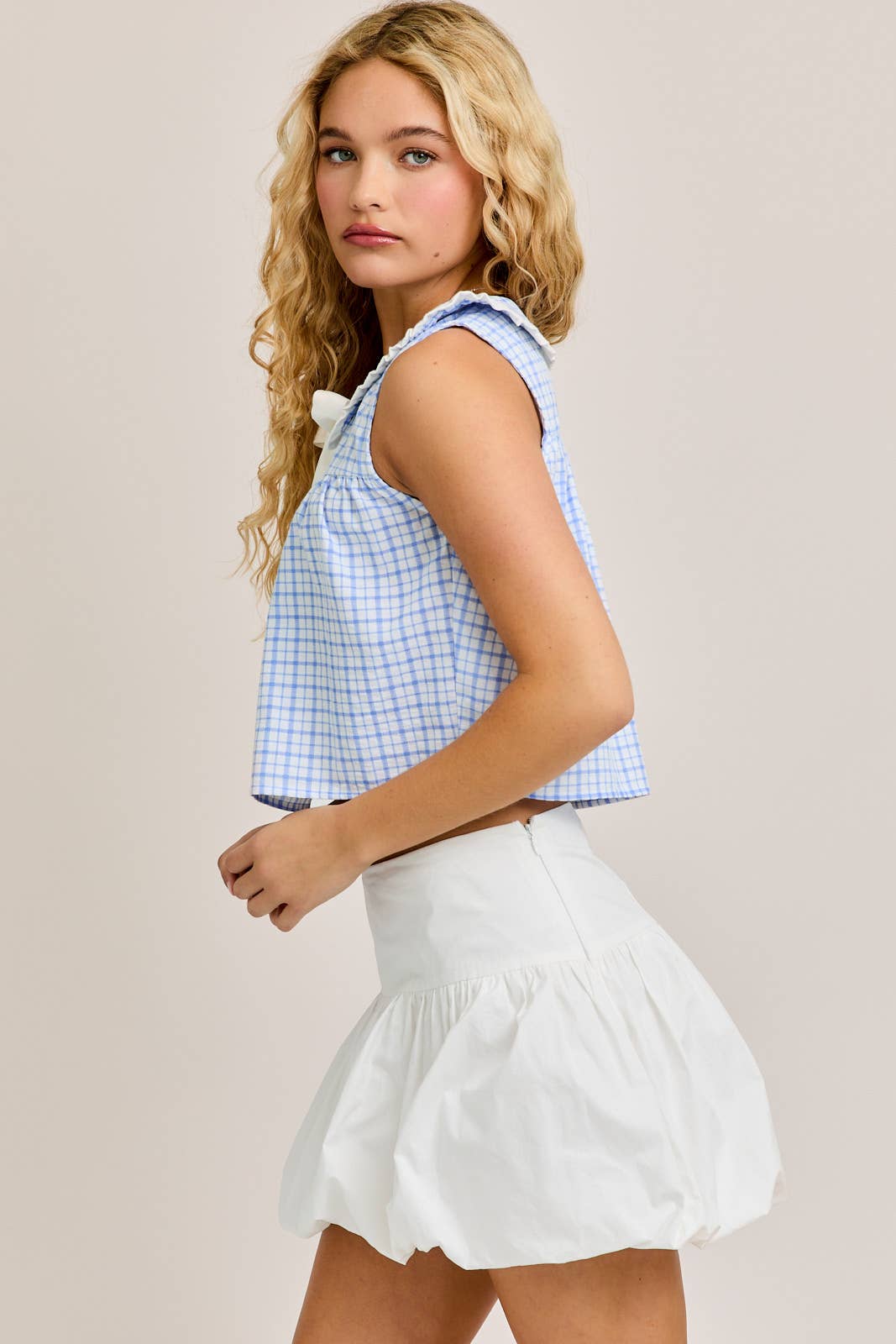 COLLAR BLOUSE RIBBON BOW TIE ON THE FRONT